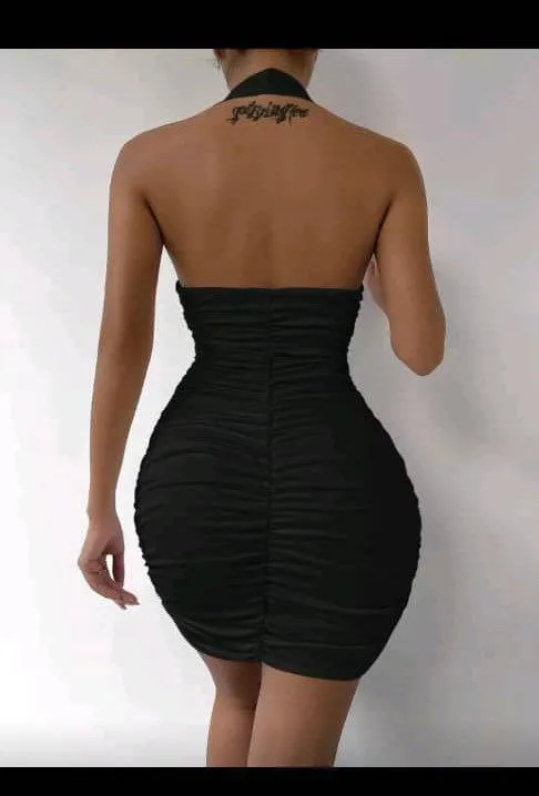 LOOBIS Women's  Backless Mini Dress Black